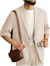 Load image into Gallery viewer, Men's Casual Blazer Suit Jackets One Button Lightweight Coats Short Sleevess Business Suit Coat Only Jacket