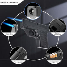 Load image into Gallery viewer, Lighter Gun with Cigarette Cases, Windproof Lighter, Jet Lighter, Refillable Butane Gas, Cool Windproof Jet Shape