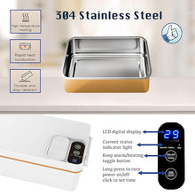 Load image into Gallery viewer, Cordless Electric Lunch Box, Self Heating Food Warmer, Portable Rechargeable Stainless Steel Bento Box for Work, Travel, Battery Powered, No Water Required, 1 L with Insulated Bag