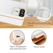 Load image into Gallery viewer, Cordless Electric Lunch Box, Self Heating Food Warmer, Portable Rechargeable Stainless Steel Bento Box for Work, Travel, Battery Powered, No Water Required, 1 L with Insulated Bag