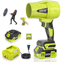 Load image into Gallery viewer, Turbo Cordless Leaf Blower: 150 MPH 600 CFM Turbo Jet, Lightweight 1.45 lb Battery Powered Handheld Blower for Yard Leaves, Driveway Sand, Car Drying with 21V 4.0Ah Battery & Ergonomic Handle