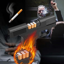 Load image into Gallery viewer, Lighter Gun with Cigarette Cases, Windproof Lighter, Jet Lighter, Refillable Butane Gas, Cool Windproof Jet Shape