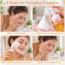 Load image into Gallery viewer, C&E Foam Cleanser & Massaging Brush Head, Includes 7 Packs Individual Cleansing Wipes, Gentle Hydrating Daily Wash for All Skin Types, 3.38 fl oz