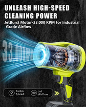 Load image into Gallery viewer, Turbo Cordless Leaf Blower: 150 MPH 600 CFM Turbo Jet, Lightweight 1.45 lb Battery Powered Handheld Blower for Yard Leaves, Driveway Sand, Car Drying with 21V 4.0Ah Battery & Ergonomic Handle
