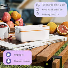 Load image into Gallery viewer, Cordless Electric Lunch Box, Self Heating Food Warmer, Portable Rechargeable Stainless Steel Bento Box for Work, Travel, Battery Powered, No Water Required, 1 L with Insulated Bag