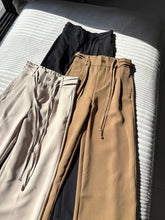 Load image into Gallery viewer, Women's High Waist Pleated Wrap Belt Wide Leg Straight Fit Trousers with Drawstring