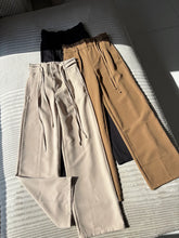 Load image into Gallery viewer, Women's High Waist Pleated Wrap Belt Wide Leg Straight Fit Trousers with Drawstring