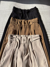 Load image into Gallery viewer, Women's High Waist Pleated Wrap Belt Wide Leg Straight Fit Trousers with Drawstring