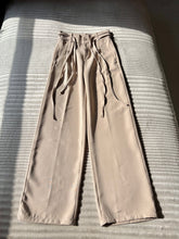 Load image into Gallery viewer, Women's High Waist Pleated Wrap Belt Wide Leg Straight Fit Trousers with Drawstring