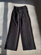 Load image into Gallery viewer, Women's High Waist Pleated Wrap Belt Wide Leg Straight Fit Trousers with Drawstring