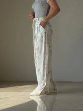 Load image into Gallery viewer, Women's Butterfly Print Wide Leg Palazzo Pants High Waist Casual Linen Blend Trousers