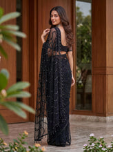 Load image into Gallery viewer, Beautiful Soft Rich Net Embroidery Sequence Pearl Work Saree