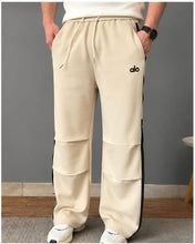 Load image into Gallery viewer, Men’s Premium Straight-Fit Track Pants with Black Side Stripes & Drawstring Waist