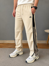 Load image into Gallery viewer, Men’s Premium Straight-Fit Track Pants with Black Side Stripes & Drawstring Waist