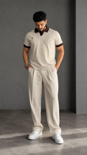 Load image into Gallery viewer, Men's Premium Textured Contrast Collar Polo T-Shirt Smart Casual Half Sleeve Knit Tee