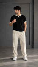 Load image into Gallery viewer, Men's Premium Textured Contrast Collar Polo T-Shirt Smart Casual Half Sleeve Knit Tee