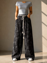 Load image into Gallery viewer, Women's Butterfly Print Wide Leg Palazzo Pants High Waist Casual Linen Blend Trousers