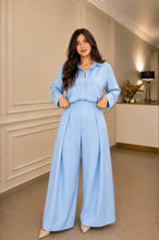 Load image into Gallery viewer, Women's Oversized Co-ord Set Relaxed Fit Shirt & High Waist Wide Leg Trousers