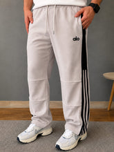 Load image into Gallery viewer, Men’s Premium Straight-Fit Track Pants with Black Side Stripes & Drawstring Waist