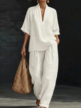 Load image into Gallery viewer, Casual And Cozy Minimalist Linen Two-piece Set