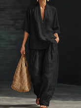 Load image into Gallery viewer, Casual And Cozy Minimalist Linen Two-piece Set