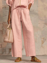 Load image into Gallery viewer, Stylish Cozy Shirt & Wide-Leg Pants Linen Cotton Two-Piece Set