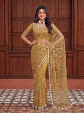 Load image into Gallery viewer, Beautiful Soft Rich Net Embroidery Sequence Pearl Work Saree