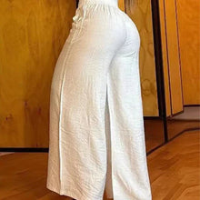 Load image into Gallery viewer, Women's high-waisted wide-leg trousers with belt accent