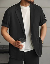 Load image into Gallery viewer, Men's Casual Blazer Suit Jackets One Button Lightweight Coats Short Sleevess Business Suit Coat Only Jacket
