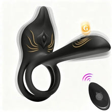 Load image into Gallery viewer, Vibrating Cock Ring Couples Sex Toys - MOOLIGIRL Dual Penis Ring Vibrator with Fox-Shaped Clitoral Stimulator &amp; 4.6in G Spot Vibrator, 10 Vibration Adult Toys for Men Women, Female Sex S&amp;M Floggers
