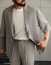 Load image into Gallery viewer, Men's Casual Blazer Suit Jackets One Button Lightweight Coats Short Sleevess Business Suit Coat Only Jacket
