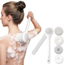 Load image into Gallery viewer, Electric Body Brush Back Scrubber for Shower, Waterproof Long Dual Handle Power Body Scrubber with 3 Heads, Bath Brush &amp; 2 Speeds, for Cleansing, Exfoliating and Massaging Skin
