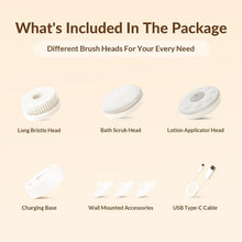 Load image into Gallery viewer, Electric Body Brush Back Scrubber for Shower, Waterproof Long Dual Handle Power Body Scrubber with 3 Heads, Bath Brush &amp; 2 Speeds, for Cleansing, Exfoliating and Massaging Skin
