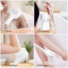 Load image into Gallery viewer, Electric Body Brush Back Scrubber for Shower, Waterproof Long Dual Handle Power Body Scrubber with 3 Heads, Bath Brush &amp; 2 Speeds, for Cleansing, Exfoliating and Massaging Skin

