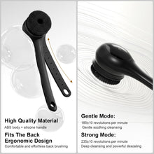 Load image into Gallery viewer, Electric Body Brush Back Scrubber for Shower, Waterproof Long Dual Handle Power Body Scrubber with 3 Heads, Bath Brush &amp; 2 Speeds, for Cleansing, Exfoliating and Massaging Skin
