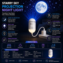 Load image into Gallery viewer, Galaxy Mini Star Projector Night Lamp Touch Control 2-in-1 Starry Sky Projector &amp; Soft Night Light  Nebula Mood Light for Bedroom, Kids Room, Living Room &amp; Home Décor (2 Slide (Moon &amp; Galaxy))
