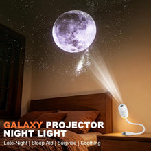 Load image into Gallery viewer, Galaxy Mini Star Projector Night Lamp Touch Control 2-in-1 Starry Sky Projector &amp; Soft Night Light  Nebula Mood Light for Bedroom, Kids Room, Living Room &amp; Home Décor (2 Slide (Moon &amp; Galaxy))
