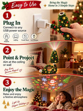 Load image into Gallery viewer, Plug and Play Hd USB Christmas Tree Projector with 6 Festive Scenes Christmas Tree Design Plug in Night Light Ceiling Projector Indoor, for Room Decor.
