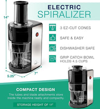 Load image into Gallery viewer, ✨HOT SALE 50% OFF ✨ Electric Spiralizer with 3 Blades – Fast, Easy Spiral Vegetable Slicer – Stainless Steel – Compact Storage – Suitable for Most Large Vegetables, Including Zucchini and Carrots – PII
