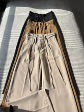 Load image into Gallery viewer, Women's High Waist Pleated Wrap Belt Wide Leg Straight Fit Trousers with Drawstring
