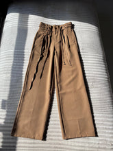 Load image into Gallery viewer, Women's High Waist Pleated Wrap Belt Wide Leg Straight Fit Trousers with Drawstring
