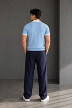 Load image into Gallery viewer, Men's Premium Textured Contrast Collar Polo T-Shirt Smart Casual Half Sleeve Knit Tee
