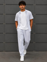 Load image into Gallery viewer, Men's Striped Matching Set Casual Button Down Shirt &amp; Loose Pants
