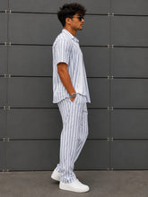 Load image into Gallery viewer, Men's Striped Matching Set Casual Button Down Shirt &amp; Loose Pants
