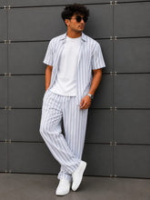 Load image into Gallery viewer, Men's Striped Matching Set Casual Button Down Shirt &amp; Loose Pants
