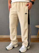Load image into Gallery viewer, Men’s Premium Straight-Fit Track Pants with Black Side Stripes &amp; Drawstring Waist
