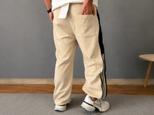 Load image into Gallery viewer, Men’s Premium Straight-Fit Track Pants with Black Side Stripes &amp; Drawstring Waist

