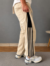 Load image into Gallery viewer, Men’s Premium Straight-Fit Track Pants with Black Side Stripes &amp; Drawstring Waist

