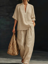 Load image into Gallery viewer, Casual And Cozy Minimalist Linen Two-piece Set
