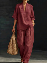 Load image into Gallery viewer, Casual And Cozy Minimalist Linen Two-piece Set
